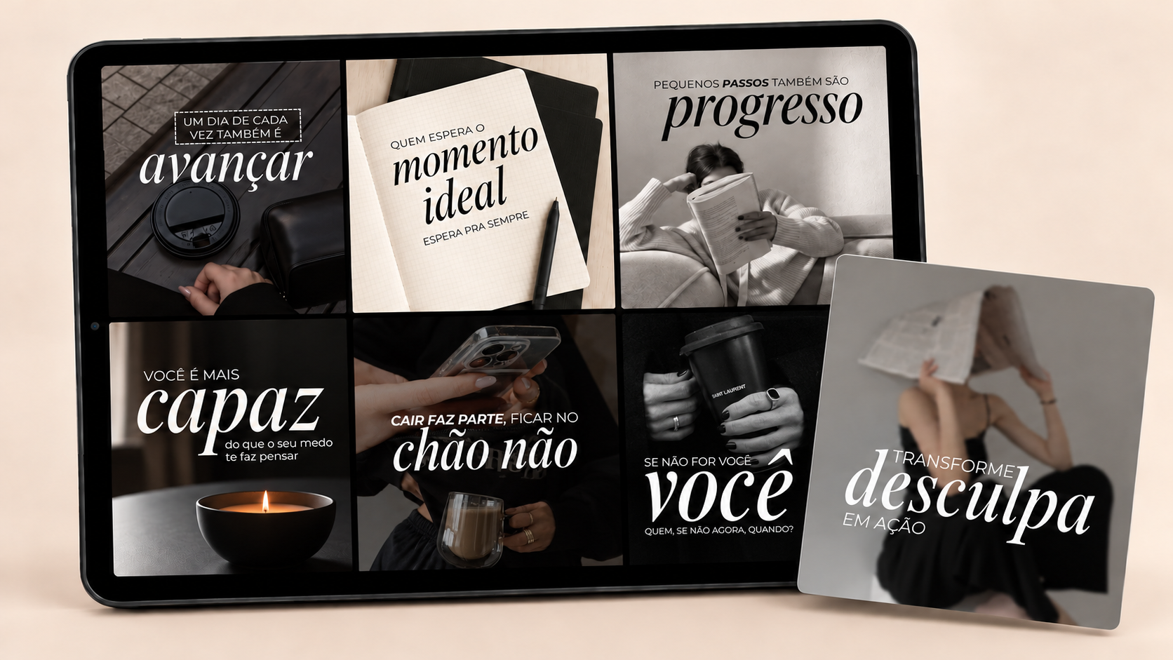 Premium tablet collage with coffee imagery 1